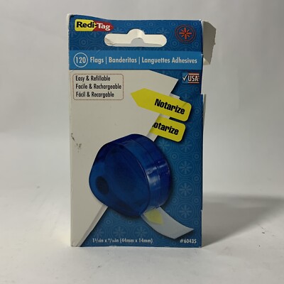 Redi-Tag Refillable Yellow Arrow Notarize Flag Dispenser, 120 Flags