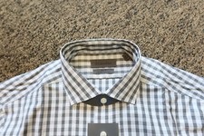 New Calvin Klein CK Men's Slim Fit Button Up Shirt - 15 34/35 - Gray / White