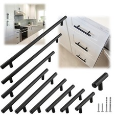 Matte Black Modern Cabinet Handles Pulls Kitc...