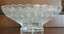 Bohemian Czech Crystal 14" 35 Cm Round Bowl Hand Cut Queen Lace 24 Lead Glass