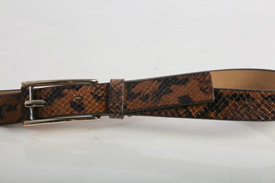 Brown Leather Belt with snake pattern NWT | Banana Republic BANANA REPUBLIC Brown Snake Print Leather Gold Buckle Skinny  main image 3
