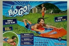 H20 GO Inflatable Single Water Slide Kids Summer Outdoor Toy w/Drench Pool