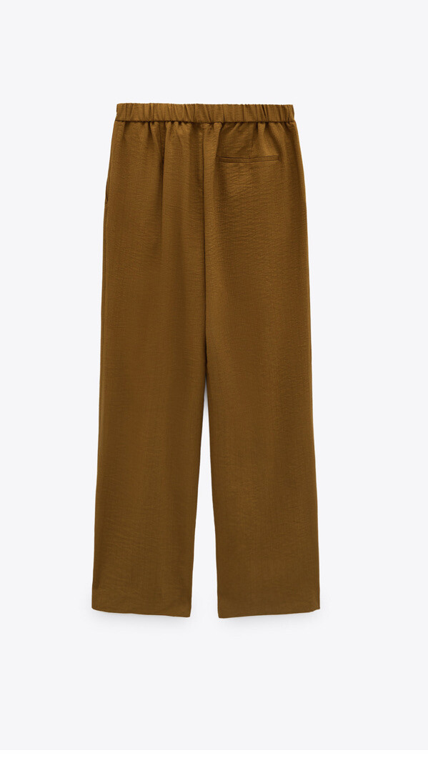 Zara High Waist Elastic Flowy Ottoman Ocher Ottoman - Size M image 4