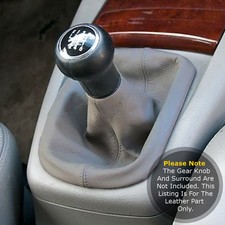 FITS FORD GALAXY MK2 2000-2006 GEAR GAITER REAL GREY LEAHER GREY STITCHING