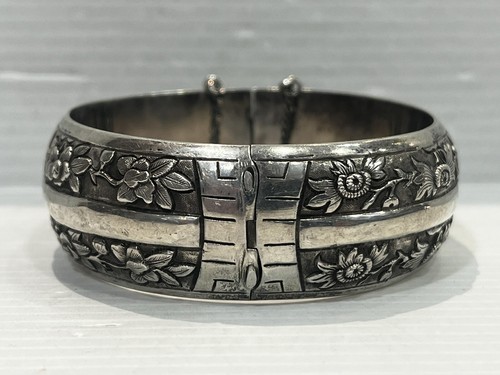 ANCIEN BRACELET EN ARGENT CHINOIS VINTAGE CHINESE SILVER BANGLE - Picture 3 of 17