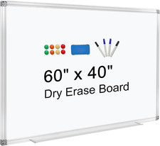 60"x40" Magnetic Wall-Mounted Dry Erase Board with Long Pen Tray for Home/Office