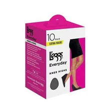 L'eggs Brand Everyday Women's Nylon Knee Highs Stockings Sheer, 10 Pack