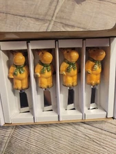 Harry and David Moose Spreader Knife Porcelain Cheese Steel Christmas set NEW
