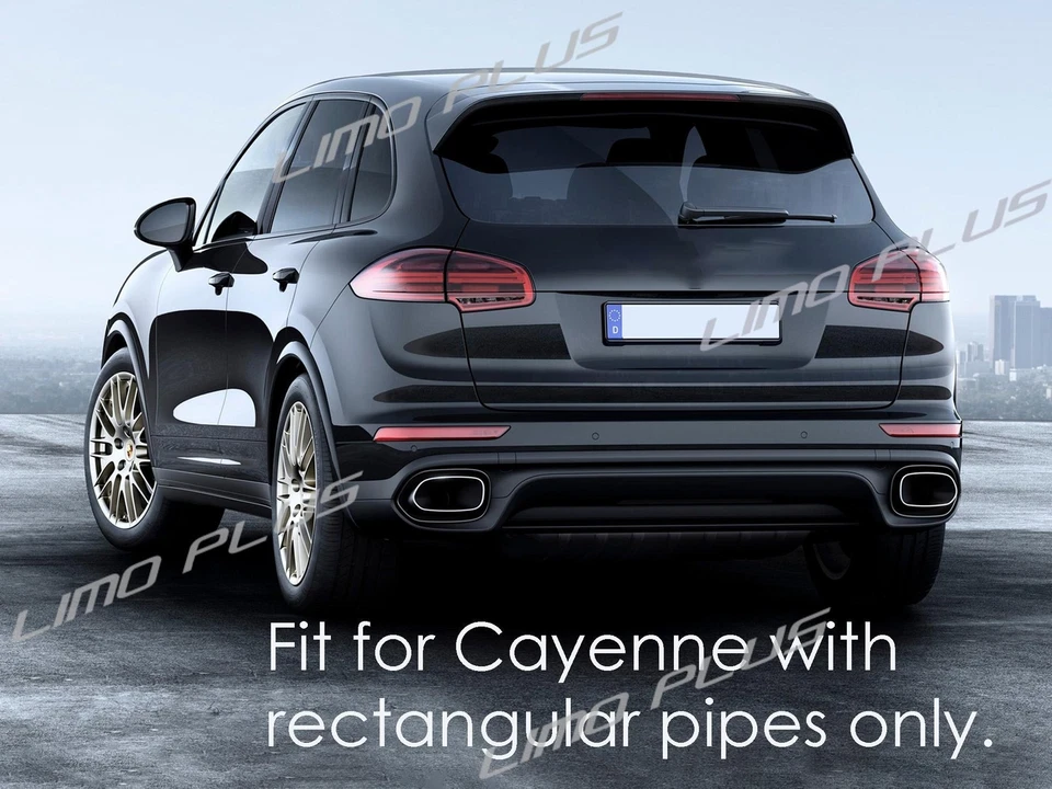 Black GTS Style Exhaust Tips For Porsche Cayenne 958 V6 V8 2015-2018 - Image 2 of 4