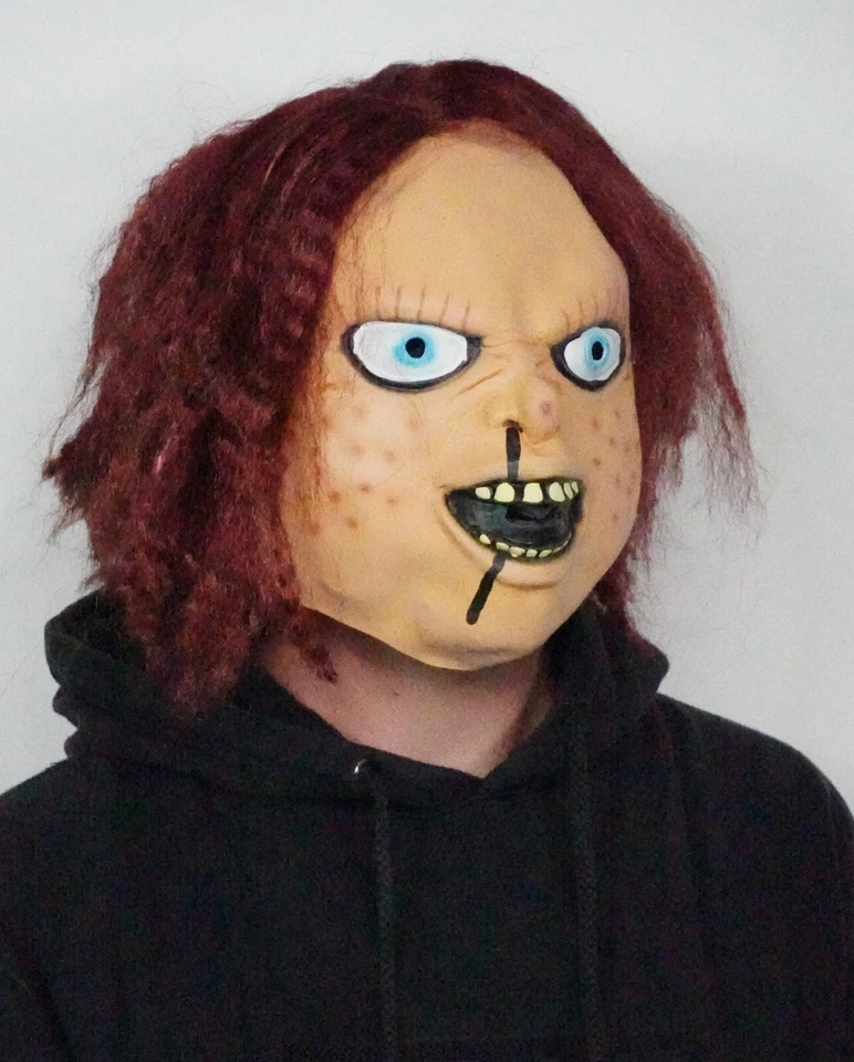 Chucky Halloween adult Mask and Hair Killer realistic Costume Mask - Image 2 of 4