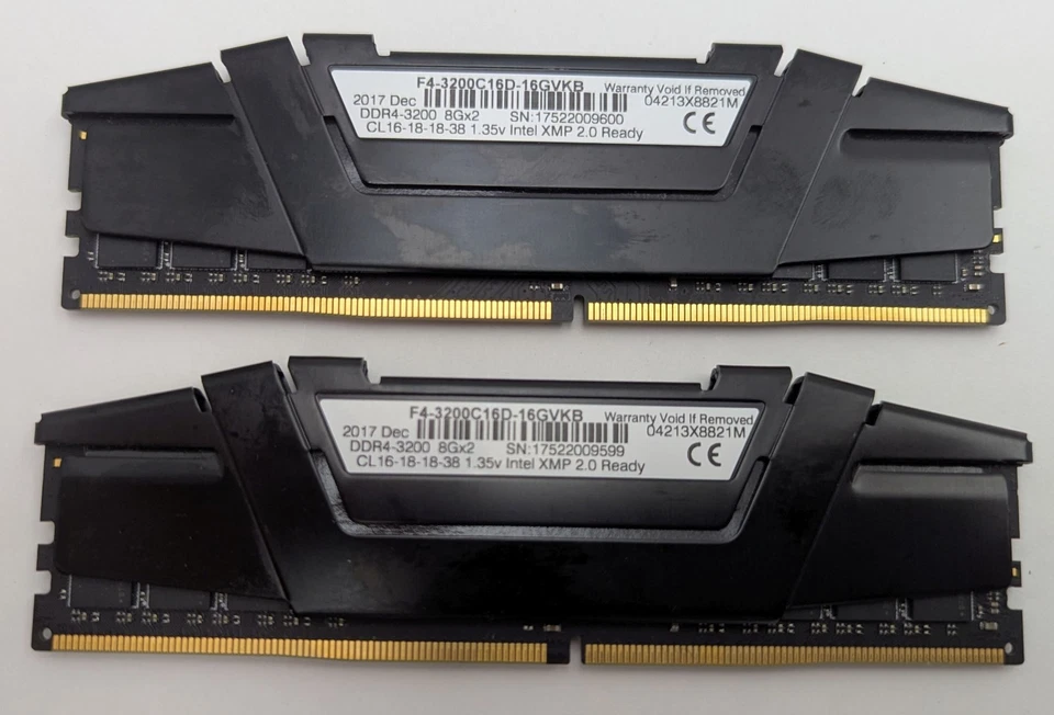 G. SKILL Ripjaws V 16GB Kit 2x8GB DDR4 3200 MHz PC4-25600 RAM F4-3200C16D-16GVKB - Image 4 of 4