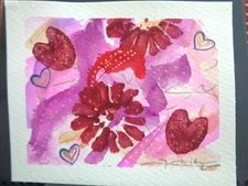 One Of A Kind  - Original REDS PINKS MIXED MEDIA  Painting