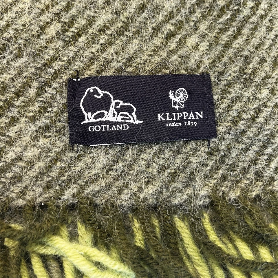 Manta Klippan Multicolor Cuadros Verde Naranja Lana 51”x79” (130x200cm) Foto 2 de 4