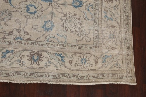 Muted Distressed Floral Traditional Room Size Rug Vintage Handmade Carpet 10x11 - Picture 5 of 21