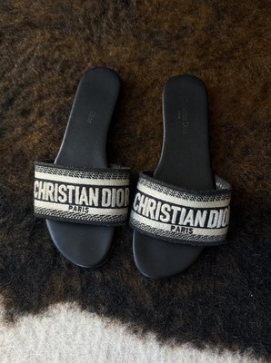 Christian Dior Dway Slides Sandals Black And White Size 37  display picture 1