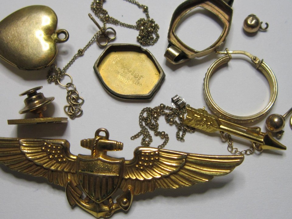 10K 12K 14K 18K GF Gold Filled Jewelry SCRAP & WEARABLE LOT Stones ...