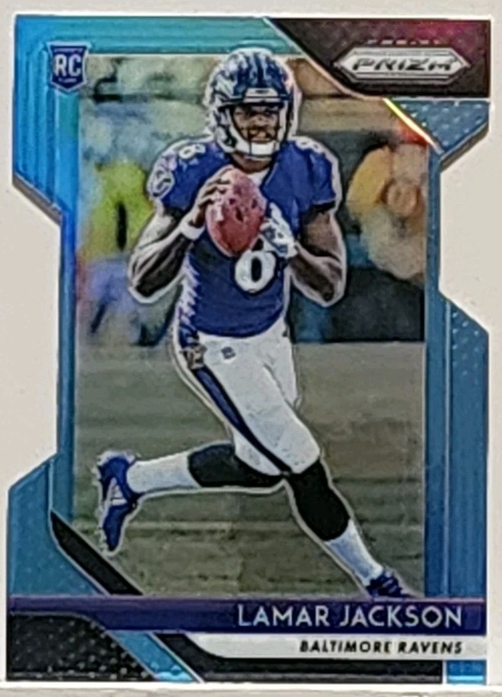 2018 Panini Prizm Lamar Jackson Baltimore Ravens Light Blue Prizm Rookie 114/199