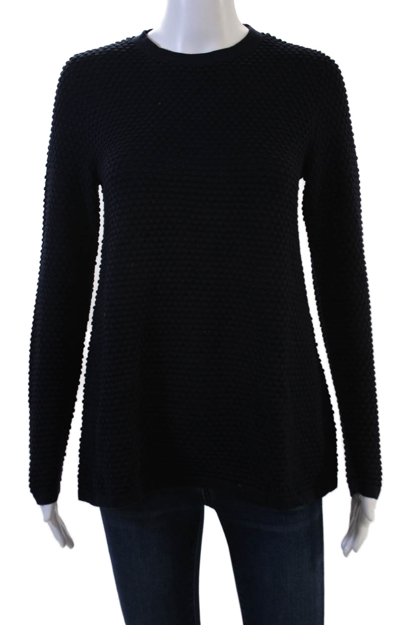 COS Womens Black Cotton Crew Neck Long Sleeve Pullover Sweater Size XS