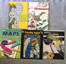 Lot of 5 Adult Coloring Books New Unused Coloring Art Books
