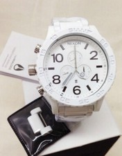 NUOVO orologio Nixon tutto bianco argento 51-30 uomo crono A083-1255 A0831255 originale