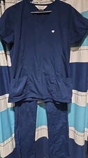 Superior Women's Scrub Set Blue V-Neck Top Med Tall Pants