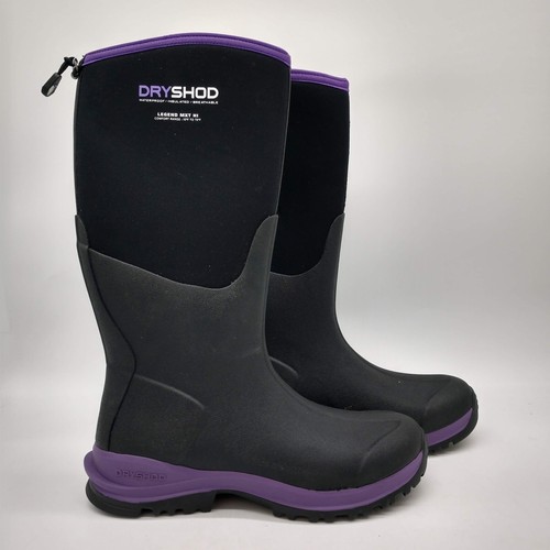 Dryshod Legend MXT Hi Boots Womens Size 10 Black Purple Waterproof Rubber Rain