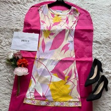 EMILIO PUCCI Dress French Sleeve Flared Pink Size 34 From Japan