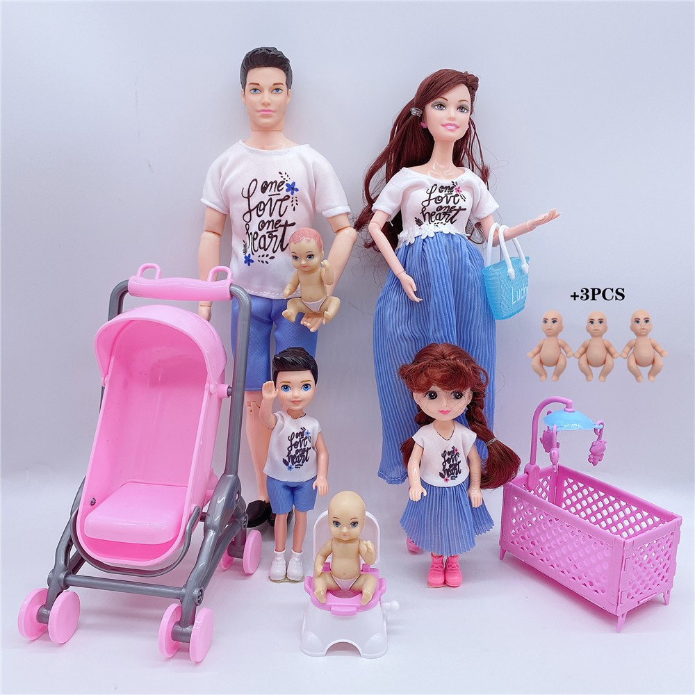 Barbie assembled movable joints Pregnant Mom Baby doll princess Set Girl Gift