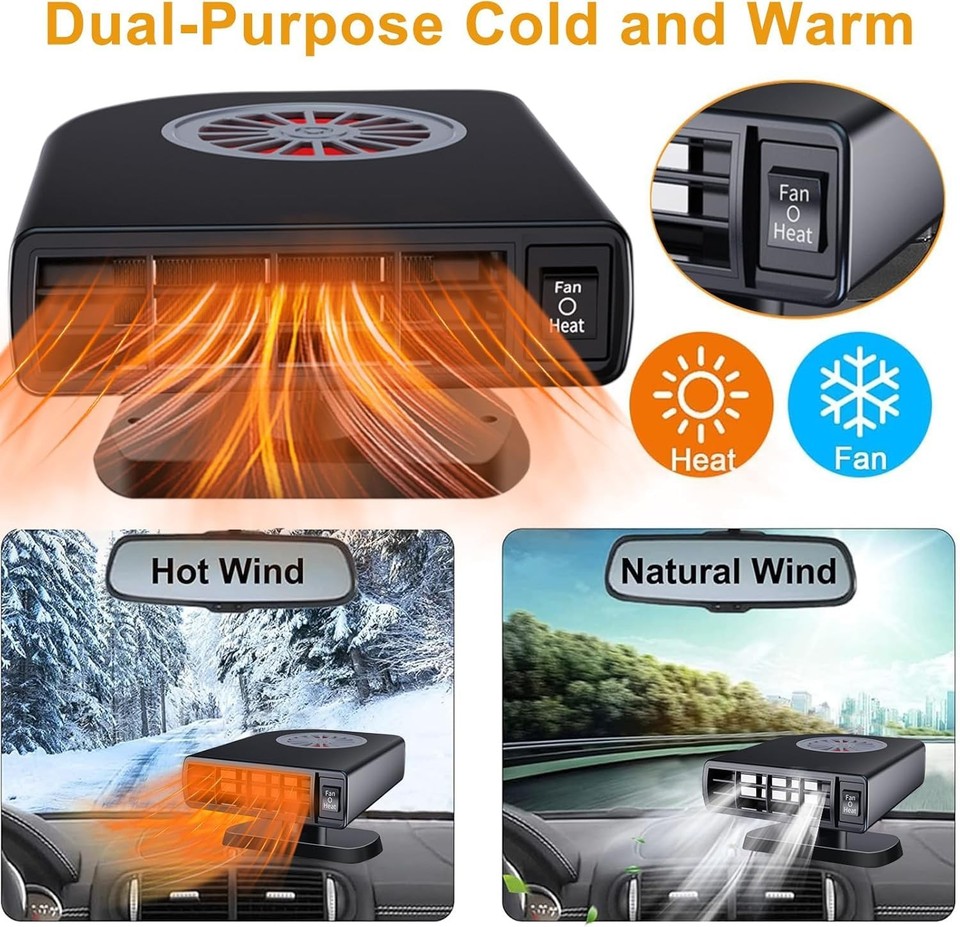 150W Electric Car Heater 12V DC Heating Fan Defogger Defroster Demister ...