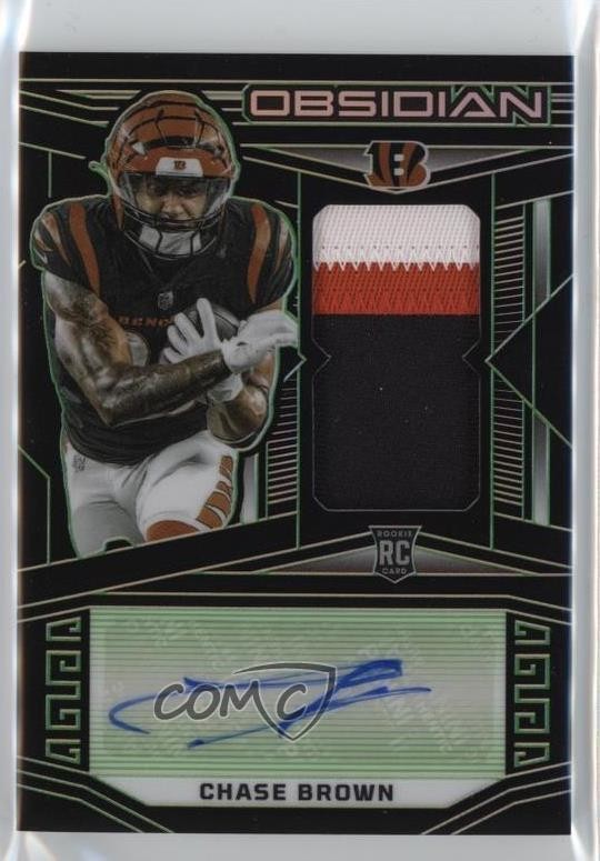 Chase Brown Panini Obsidian #234 Jersey Autograph-Electric Etch Green