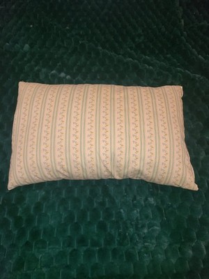 VTG Bed Pillow Feather Down Filled Full Blue Stripe Ticking Farmhouse 25.5 x 16''