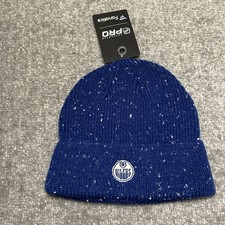 Edmonton Oilers Beanie Hat Blue Logo NHL Hockey Fanatics Authentic Pro Cuffed