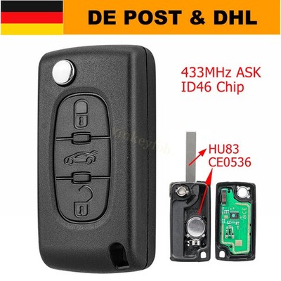 Funk Schlüssel Für Peugeot 207 208 307 308 407 Expert Fernbedienung 433MHz ID46
