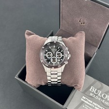 Bulova Classic Men's Marine Star 98B401 Black Dial Chronograph Quartz Watch 41.5