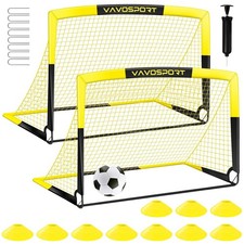 Kids Soccer Goals for Backyard Set - 2 of 4' x 3' Portable Soccer Goal Traini...
