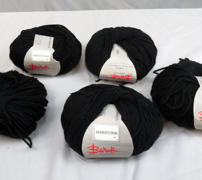 Lot 5 Baruffa Maratona 100% Extra Fine Merino Wool Yarn Black Italy Nero 600 yd