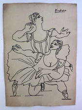Pablo Picasso COA Art Painting Original Drawing Vintage Paper Signed