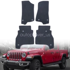 For 2020-25 Jeep Gladiator Front Rear Floor Mats Carpet Waterproof Black Velour