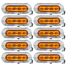 10x Amber 3.7" Oval Bar Style LED Lights Chrome Side Marker Clearance Trailer