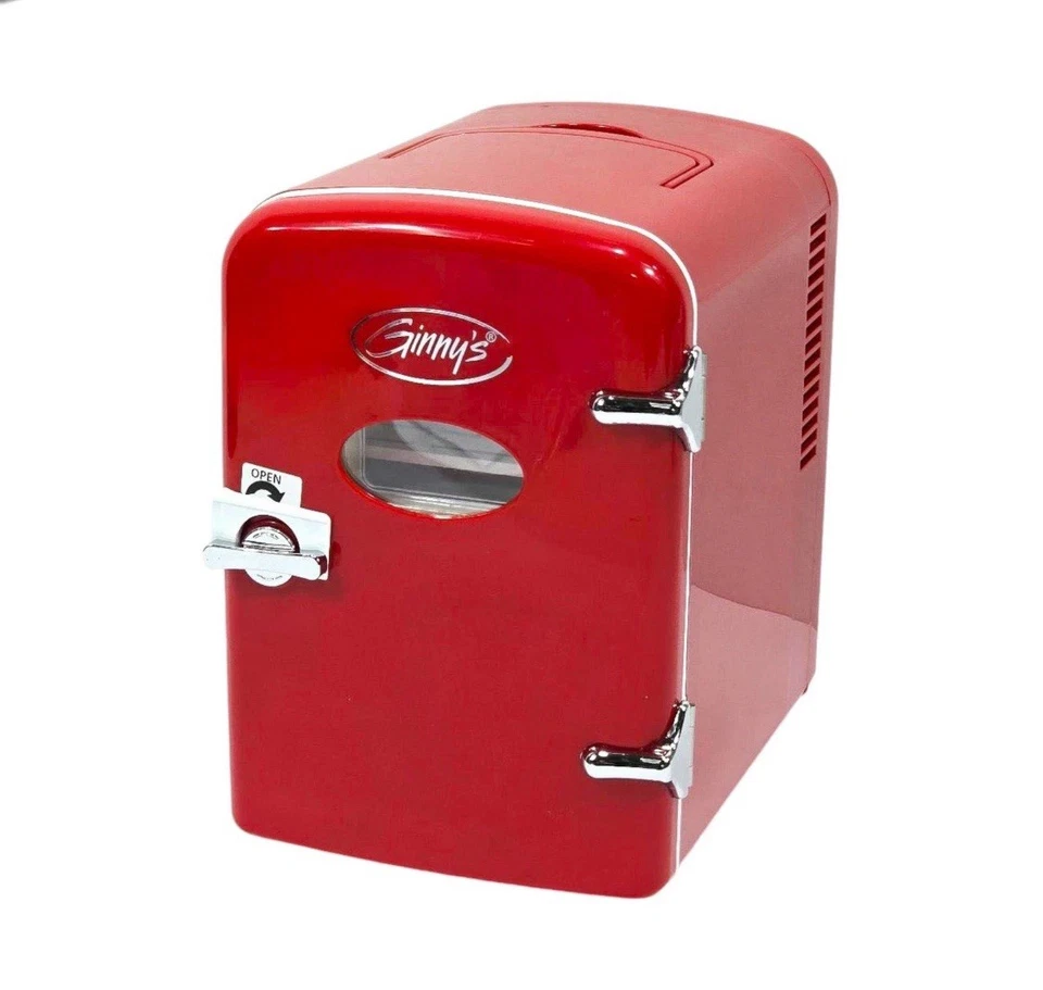 Ginny's Portable Retro Holds 6 cans or 4 liters Mini Fridge EFMIS129-GB-RED New - Image 3 of 4