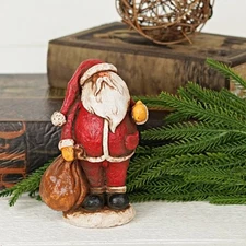 Primitive Christmas Rustic Santa w/ Toy Sack Figurine Shelf Sitter 6"