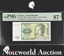 Germany Federal Republic 5 Deutsche Mark 1980 P 30b UNC PMG 67 EPQ 3rd TOP POP
