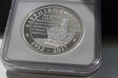 2017 PIEFORT G.B QUEEN'S SAPPHIRE JUBBILEE SILVER PF70 UL CAM ONE