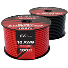 200Ft CCA 10 Gauge Wire Automotive, Red and Black-100Ft per Roll, 10 AWG 12V, Fl
