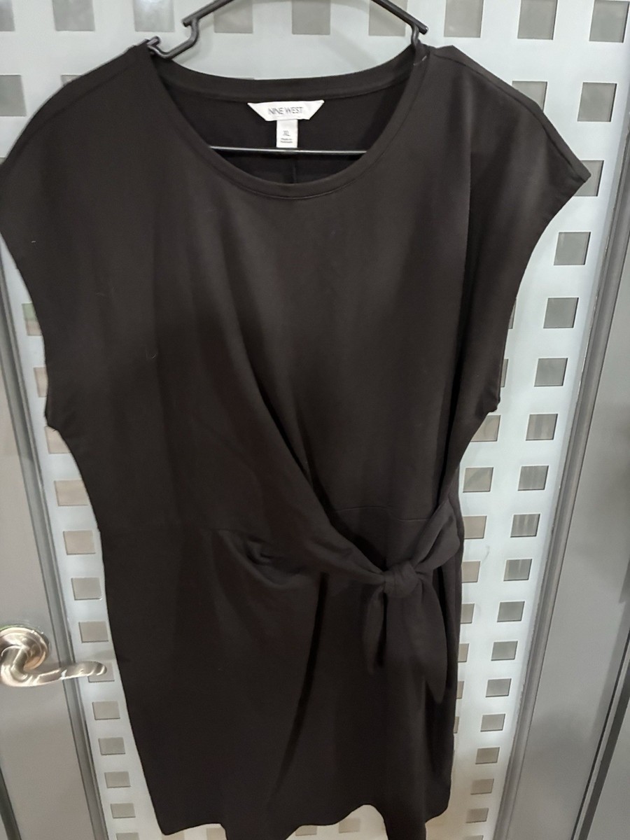 nine west tie front shirt dress Nine West Ladies Tie Front Black Dress