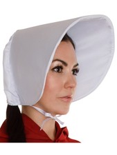 Adult's Handmaid White Bonnet With Peak Costume Accessory