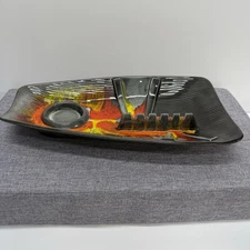 Vintage MCM Angular Ceramic Ashtray 13-In Psychedelic USA EUC AWESOME