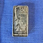 STATUE of LIBERTY .999 Fine SILVER 20 Gram INGOT Bar MPM