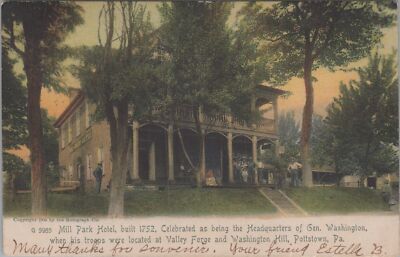 Postcard Mill Park Hotel Headquarters General Washington Pottstown PA 
