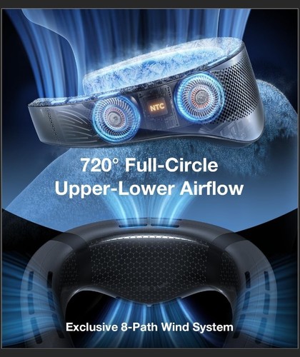Advanced 3D Cooling Neck Fan Air Conditioner - Perfect Summer Gift for Dads - Picture 9 of 10